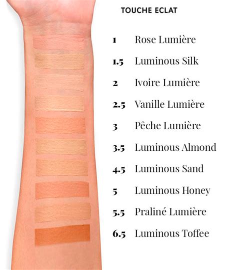 ysl perfectin touche eclat|YSL touche eclat colour chart.